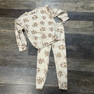 Jessica Simpson Floral Knit Set in Cream and Brown